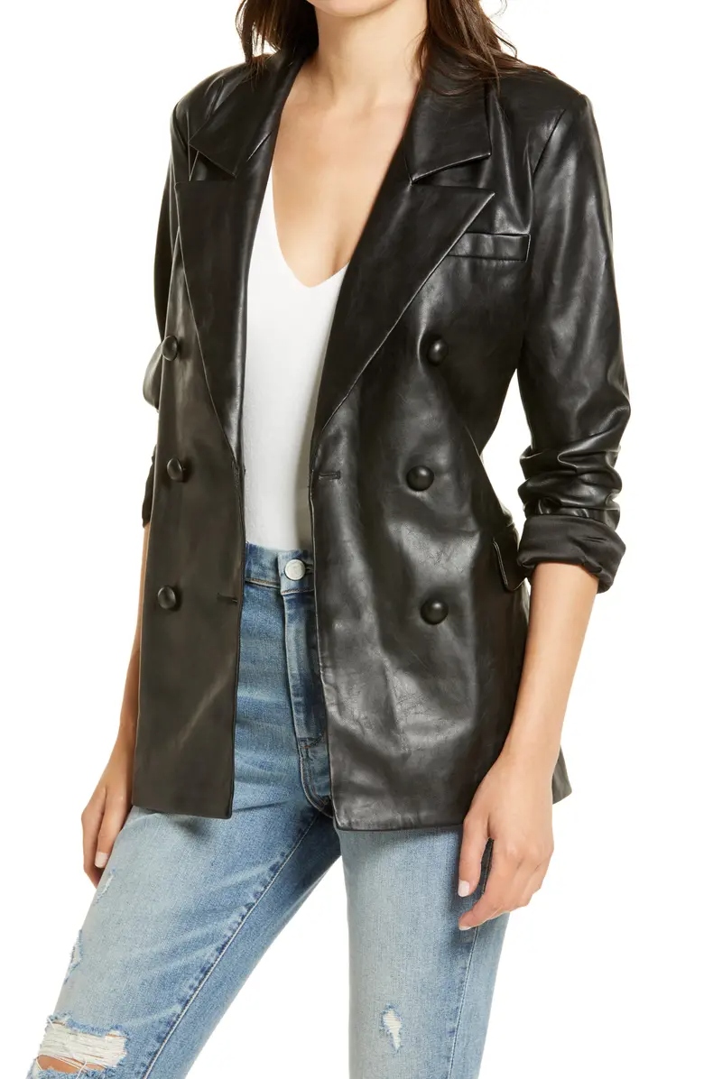 Faux Leather Blazer