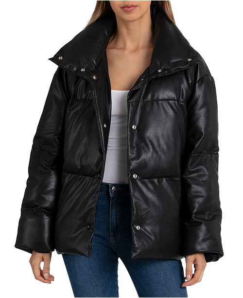 Leather Puffer Jacket