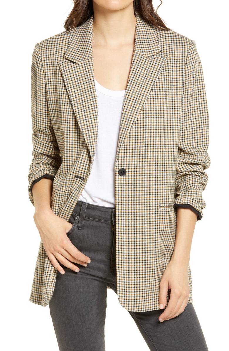 Treasure & Bond Plaid One-Button Blazer