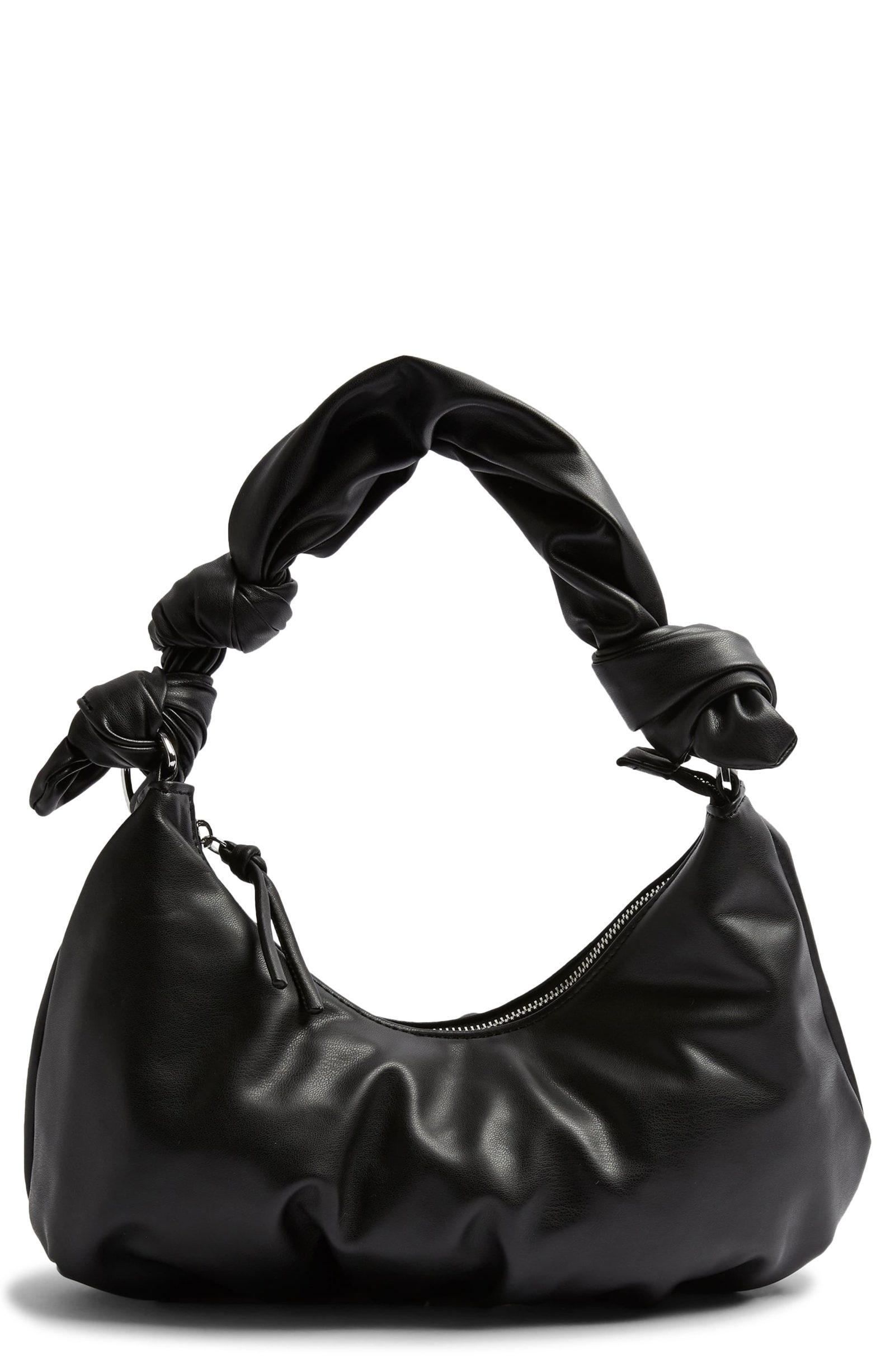 Topshop Knotted Half Moon Faux Leather Shoulder Bag