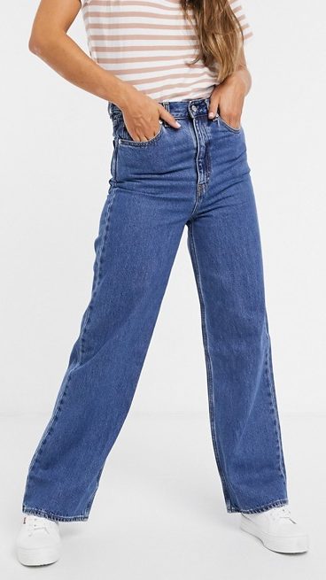 Levi's High Loose Straight Leg Jeans In Dark Blue