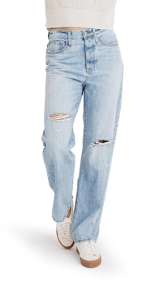 Madewell Ripped Straight Leg Dad Jeans