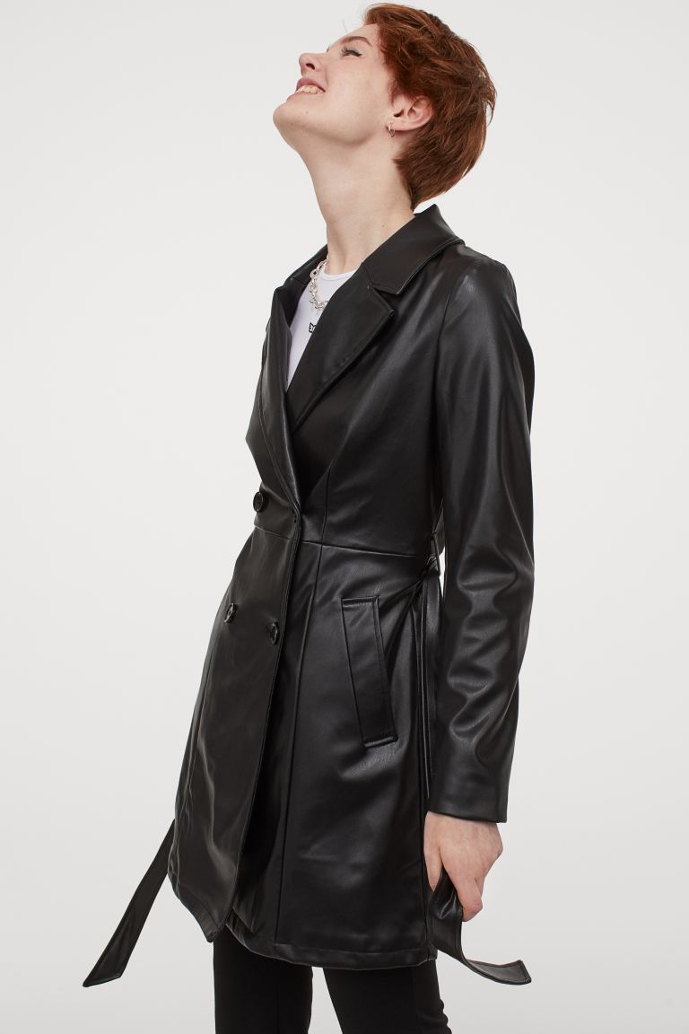 h&m leather trench